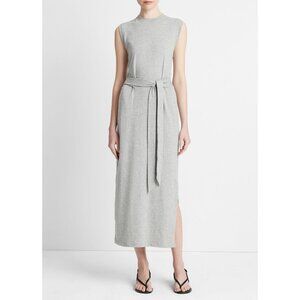 NEW VINCE Cotton Sleeveless Wrap GREY JERSEY Dress SIZE S